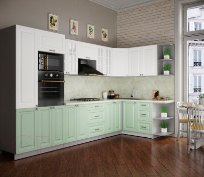 Кухонный гарнитур Интерлиния Мила Деко 1.68x3.4 правая