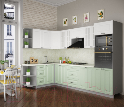 Кухонный гарнитур Интерлиния Мила Деко 1.68x3.0 левая