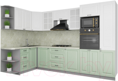 Кухонный гарнитур Интерлиния Мила Деко 1.68x3.2 левая - фото