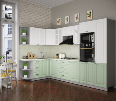 Кухонный гарнитур Интерлиния Мила Деко 1.68x3.2 левая