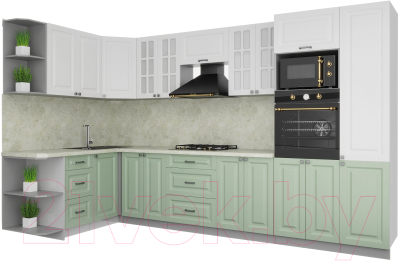 Кухонный гарнитур Интерлиния Мила Деко 1.68x3.4 левая - фото
