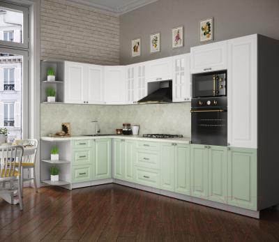 Кухонный гарнитур Интерлиния Мила Деко 1.68x3.4 левая