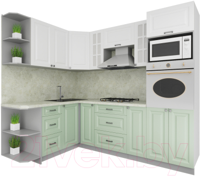 Кухонный гарнитур Интерлиния Мила Деко 1.68x2.4 левая - фото