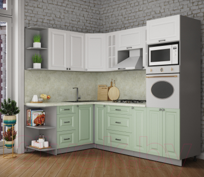 Кухонный гарнитур Интерлиния Мила Деко 1.68x2.4 левая