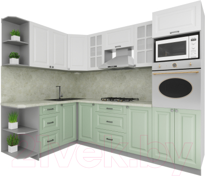 Кухонный гарнитур Интерлиния Мила Деко 1.68x2.6 левая - фото