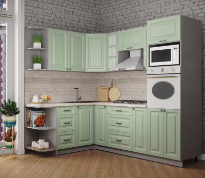 Кухонный гарнитур Интерлиния Мила Деко 1.68x2.4 левая