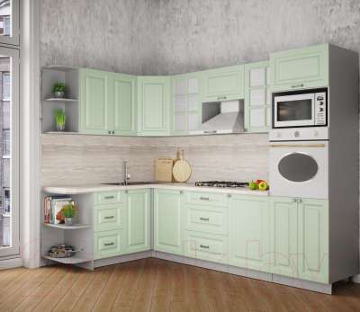 Кухонный гарнитур Интерлиния Мила Деко 1.68x2.8 левая