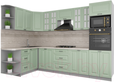 Кухонный гарнитур Интерлиния Мила Деко 1.68x3.0 левая - фото