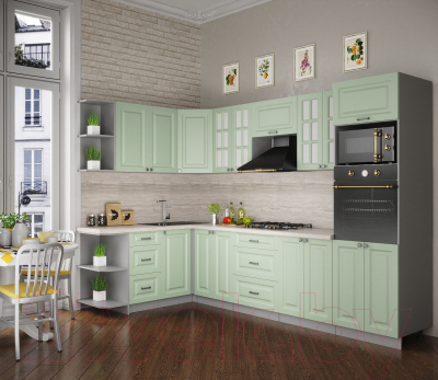 Кухонный гарнитур Интерлиния Мила Деко 1.68x3.0 левая