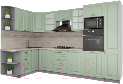 Кухонный гарнитур Интерлиния Мила Деко 1.68x3.2 левая - фото