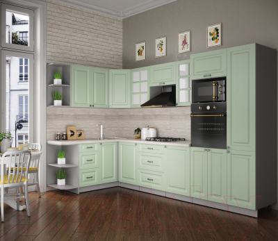 Кухонный гарнитур Интерлиния Мила Деко 1.68x3.2 левая