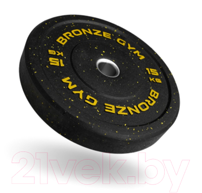 Диск для штанги Bronze Gym Бамперный / BG-BMP-15 - фото