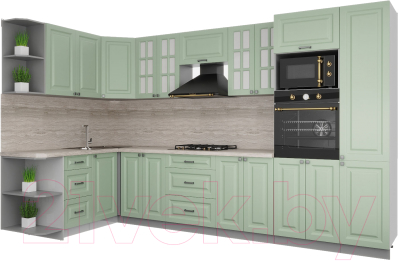 Кухонный гарнитур Интерлиния Мила Деко 1.68x3.4 левая - фото