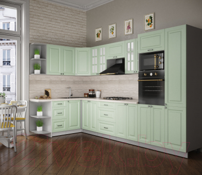 Кухонный гарнитур Интерлиния Мила Деко 1.68x3.4 левая