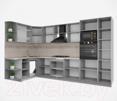 Кухонный гарнитур Интерлиния Мила Деко 1.68x3.4 левая