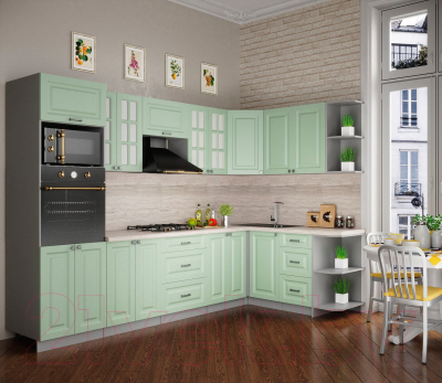 Кухонный гарнитур Интерлиния Мила Деко 1.68x3.0 правая