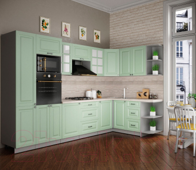 Кухонный гарнитур Интерлиния Мила Деко 1.68x3.2 правая