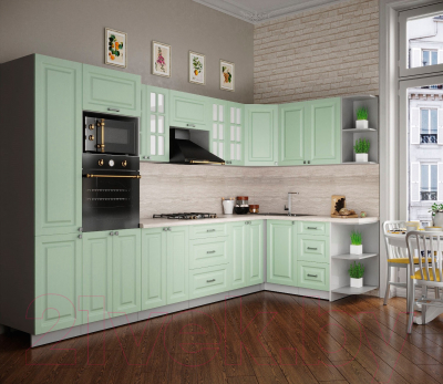 Кухонный гарнитур Интерлиния Мила Деко 1.68x3.4 правая