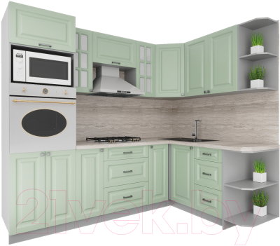 Кухонный гарнитур Интерлиния Мила Деко 1.68x2.4 правая - фото