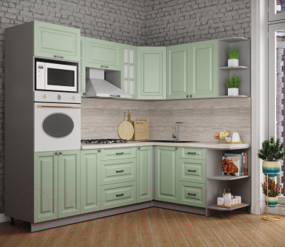 Кухонный гарнитур Интерлиния Мила Деко 1.68x2.4 правая