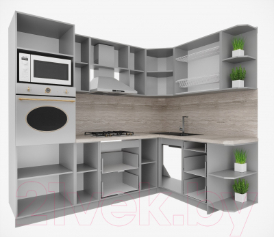 Кухонный гарнитур Интерлиния Мила Деко 1.68x2.4 правая
