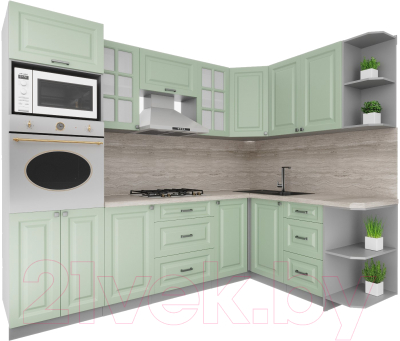 Кухонный гарнитур Интерлиния Мила Деко 1.68x2.6 правая - фото