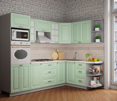 Кухонный гарнитур Интерлиния Мила Деко 1.68x2.6 правая