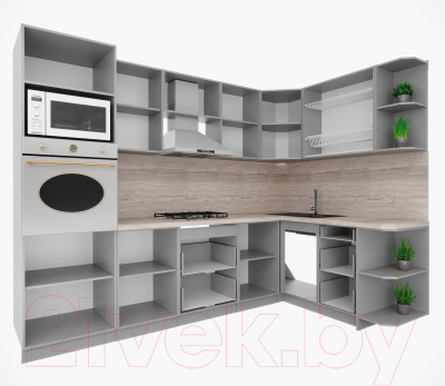 Кухонный гарнитур Интерлиния Мила Деко 1.68x2.8 правая