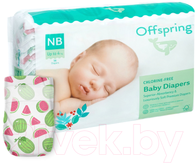 Подгузники детские Offspring NB 2-4кг Арбузы / OF01NB56WML