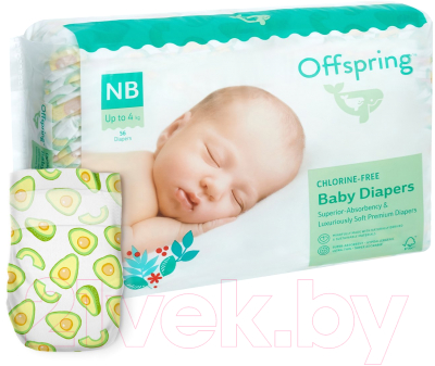 Подгузники детские Offspring NB 2-4кг Авокадо / OF01NB56AVO
