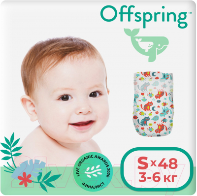 Подгузники детские Offspring S 3-6кг Котики / OF01S48A - фото