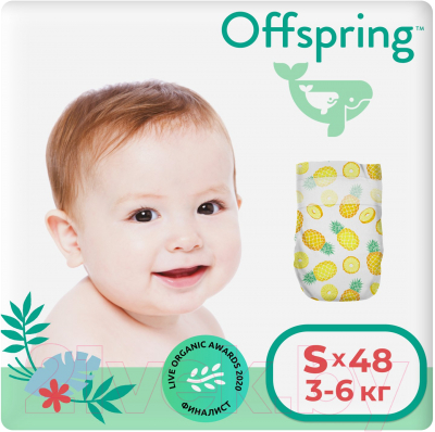 Подгузники детские Offspring S 3-6кг Ананасы / OF01S48PHP - фото