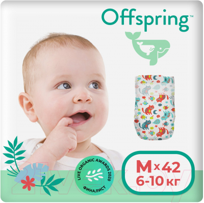 Подгузники детские Offspring M 6-10кг Котики / OF01M42A - фото