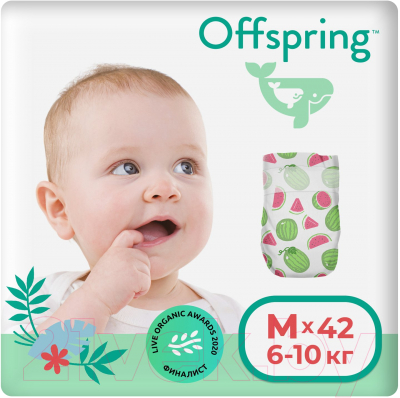 Подгузники детские Offspring M 6-10кг Арбузы / OF01M42WML - фото