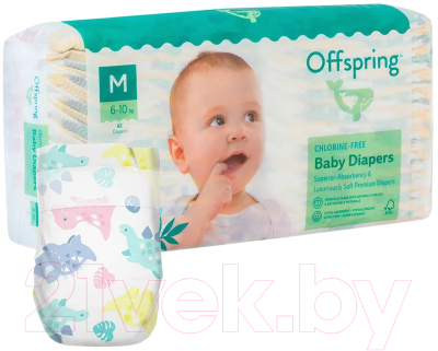 Подгузники детские Offspring M 6-10кг Динозавры / OF01M42DNL