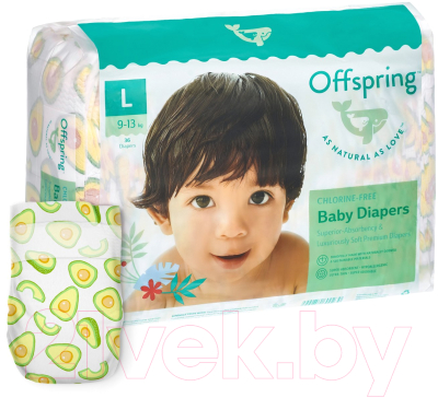 Подгузники детские Offspring L 9-13кг Авокадо / OF01L36AVO