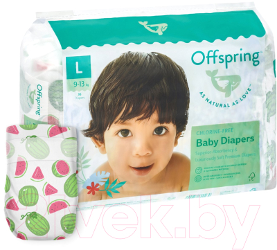 Подгузники детские Offspring L 9-13кг Арбузы / OF01L36WML