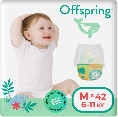 Подгузники-трусики детские Offspring M 6-11кг Лес / OF02MFRT - фото