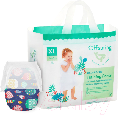 Подгузники-трусики детские Offspring XL 12-20кг Рыбки / OF02XLF