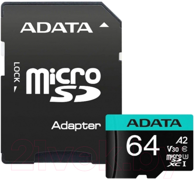 Карта памяти A-data Premier Pro microSDXC 64GB с адаптером (AUSDX64GUI3V30SA2-RA1) - фото
