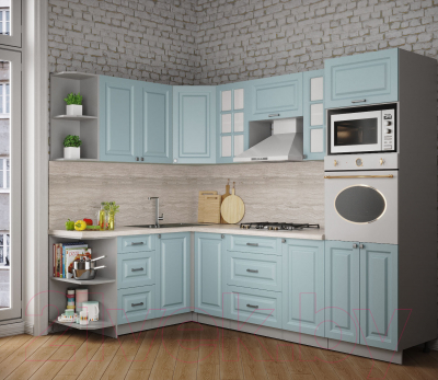 Кухонный гарнитур Интерлиния Мила Деко 1.68x2.6 левая