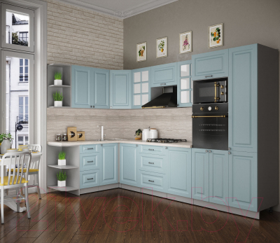 Кухонный гарнитур Интерлиния Мила Деко 1.68x3.2 левая