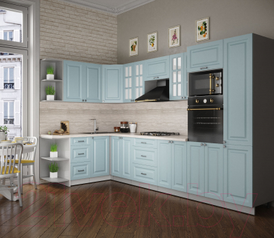 Кухонный гарнитур Интерлиния Мила Деко 1.68x3.4 левая