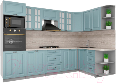 Кухонный гарнитур Интерлиния Мила Деко 1.68x3.0 правая - фото