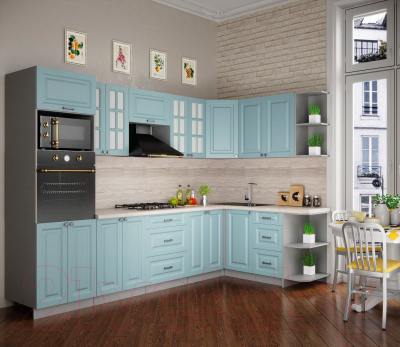 Кухонный гарнитур Интерлиния Мила Деко 1.68x3.0 правая