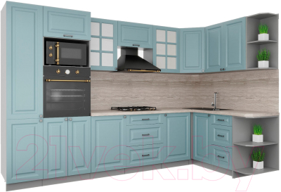 Кухонный гарнитур Интерлиния Мила Деко 1.68x3.2 правая - фото