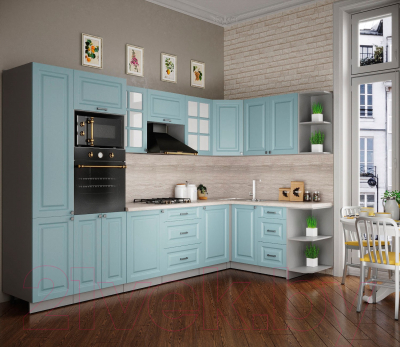 Кухонный гарнитур Интерлиния Мила Деко 1.68x3.2 правая