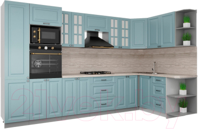 Кухонный гарнитур Интерлиния Мила Деко 1.68x3.4 правая - фото