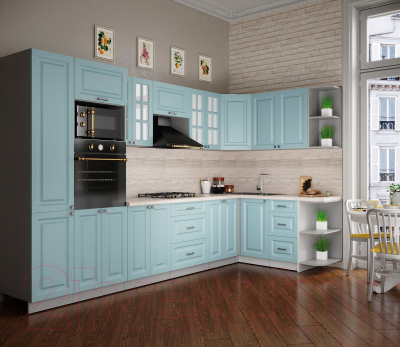 Кухонный гарнитур Интерлиния Мила Деко 1.68x3.4 правая