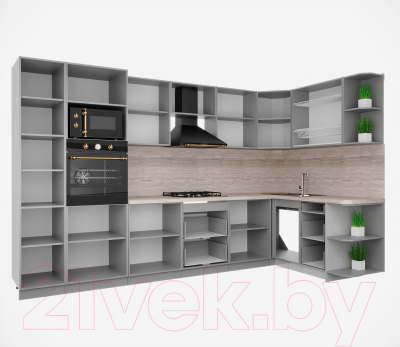 Кухонный гарнитур Интерлиния Мила Деко 1.68x3.4 правая